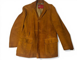 Salamander Leather Jacket Brown Genuine Leather Button Front Vintage Coat Sz 40